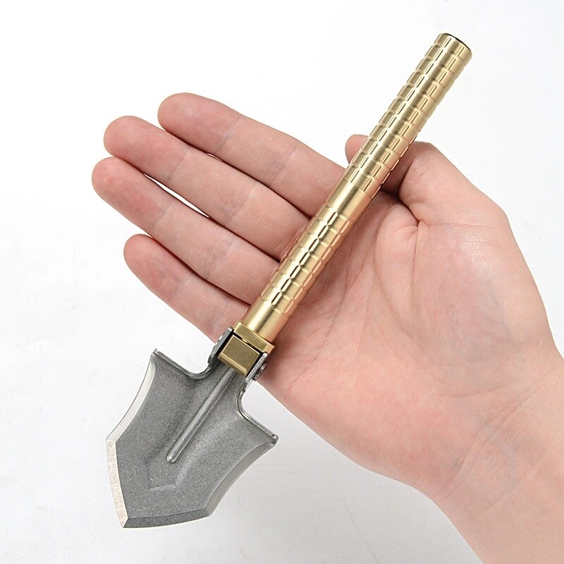 Brass Outdoor Portable Mini Multi EDC Shovel Engineer Digging Gardening Shovel