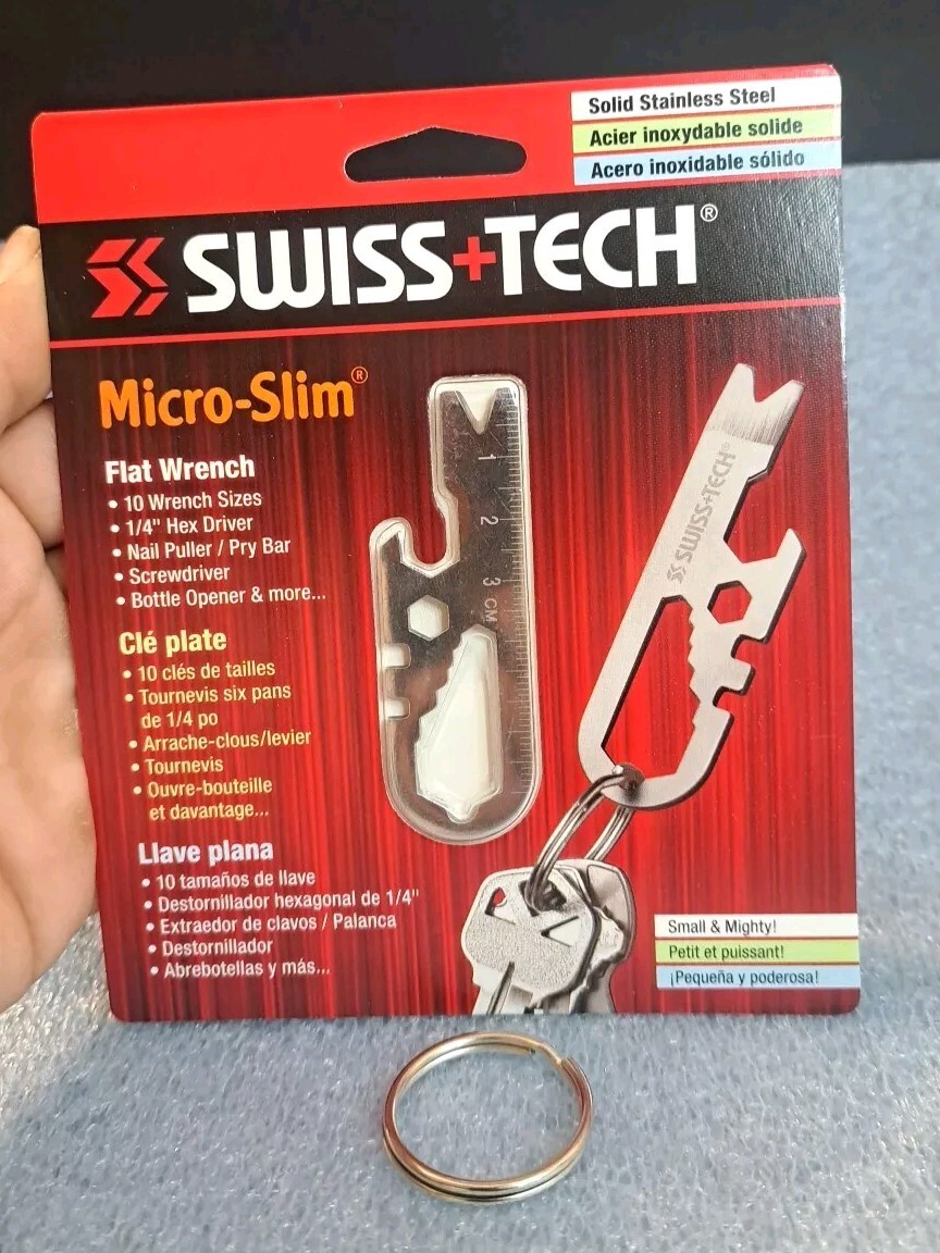 Swiss Tech Multitool Micro-Slim Keychain Bottle Opener Pry Bar Screwdriver More