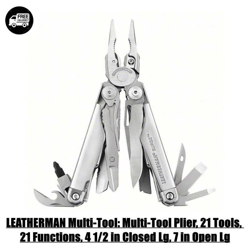 “LEATHERMAN Multi-Tool: Multi-Tool Plier, 21 Tools, 21 Functions, 4 1/2 in Close