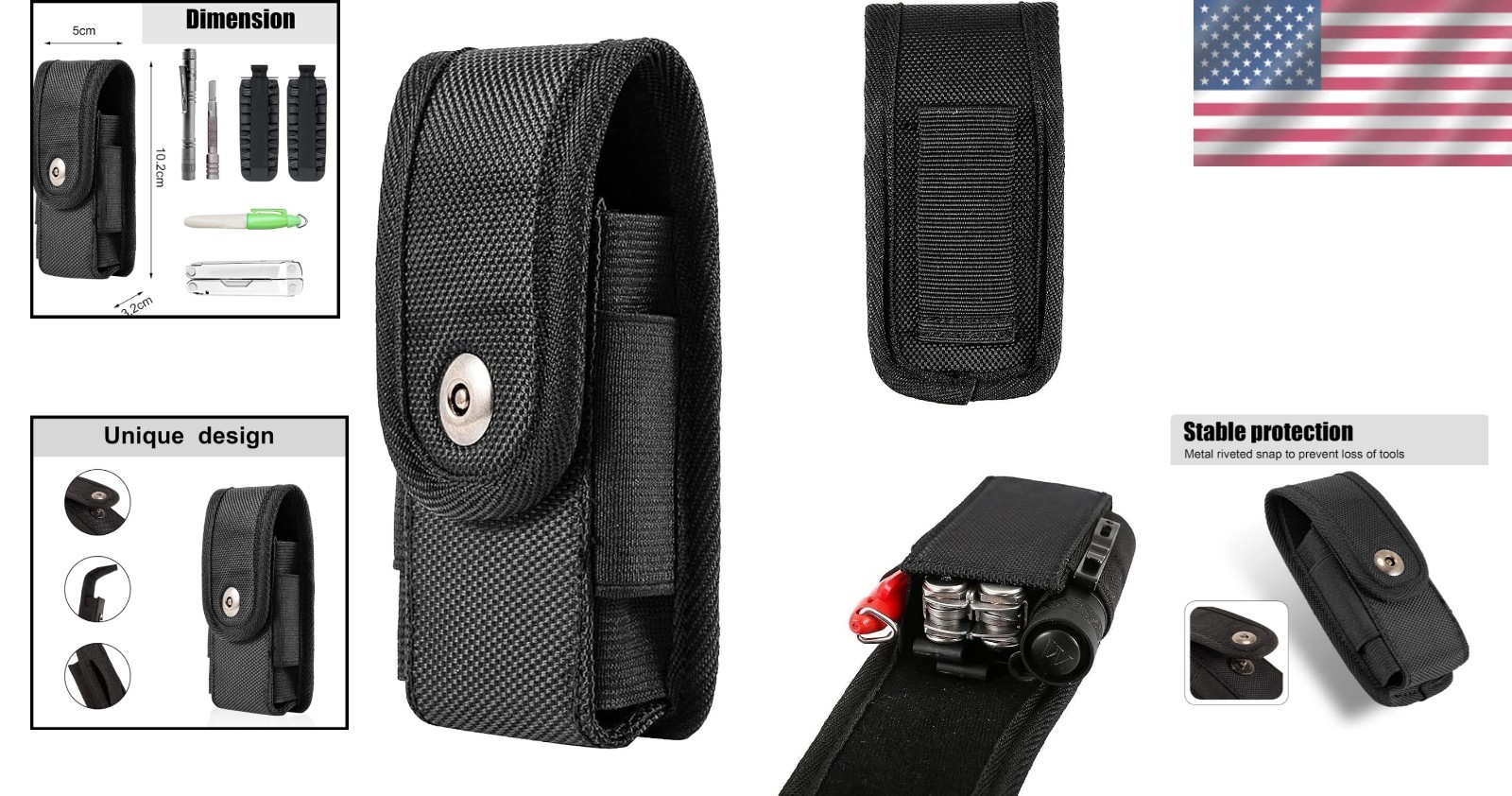 Stylish Multitool Belt Pouch for Men – Fits 5″ Tools with Magnetic Closure