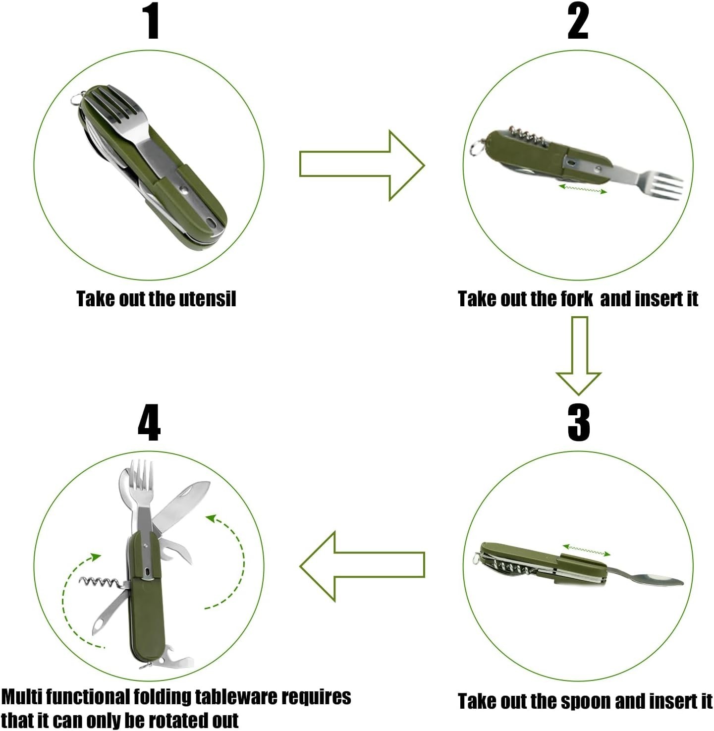 7-In-1 Stainless Steel Multi Function Camping Tool Utensils Knife Spoon Opener