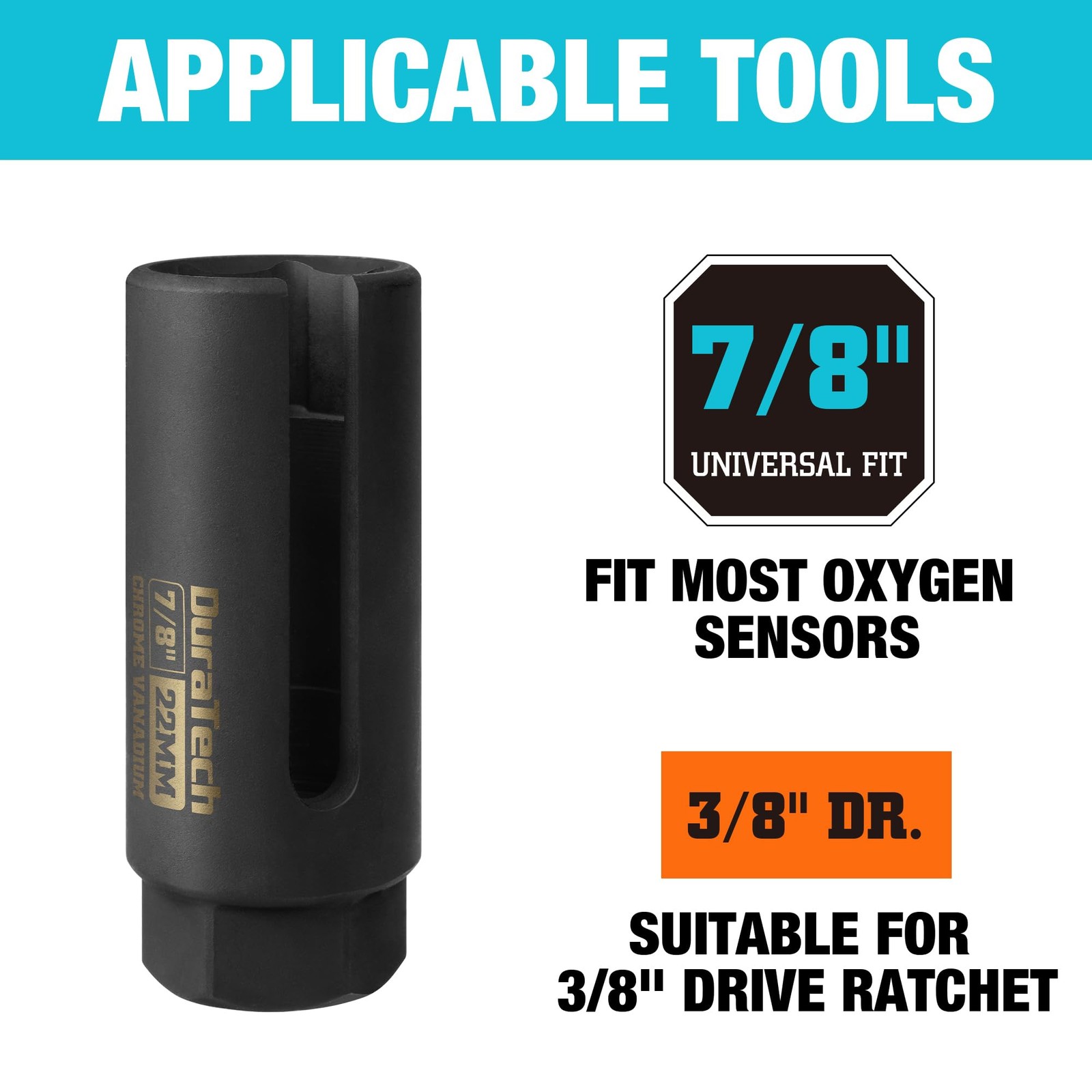 O2 Oxygen Sensor Socket 3/8″ Drive x 7/8″22mm, Oxygen Sensor Remover Tool Chr…