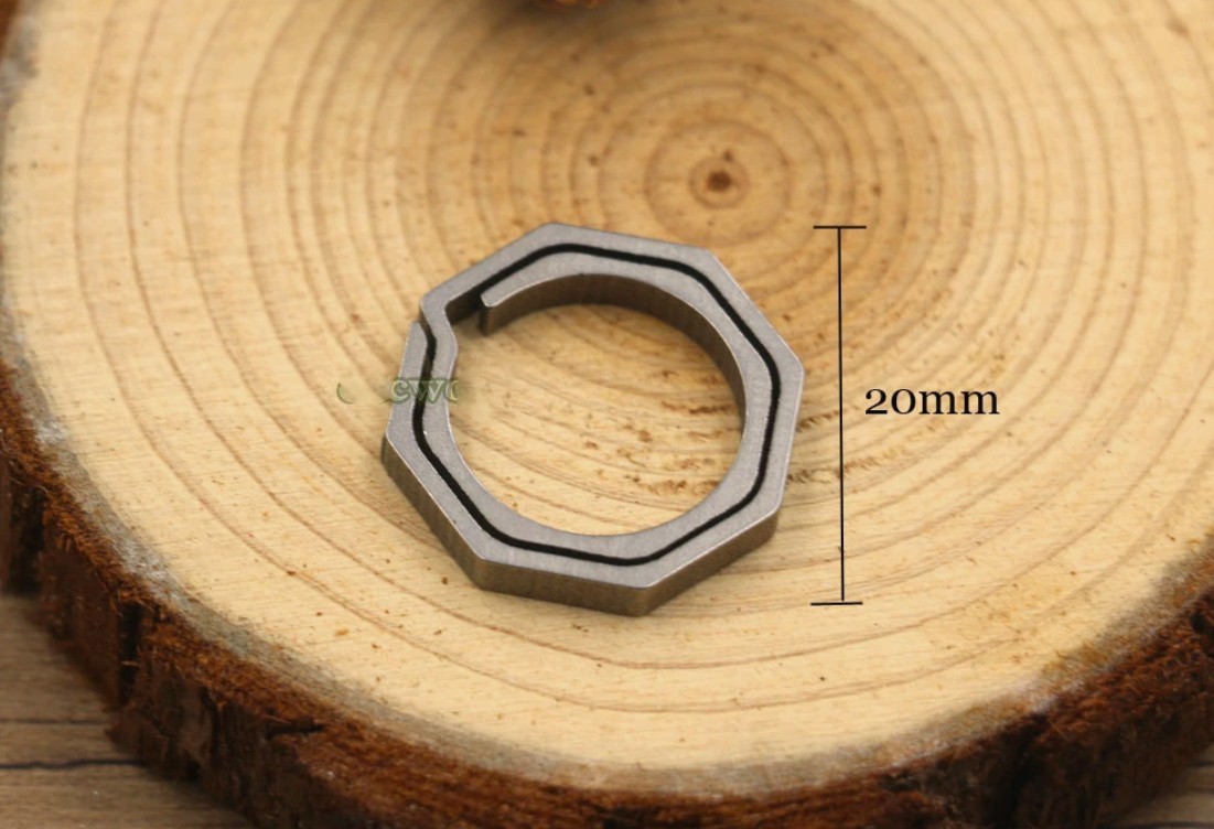 3pcs Mini Titanium Ti Key Chain Concise Octagon Key Ring Portable Outdoor EDC