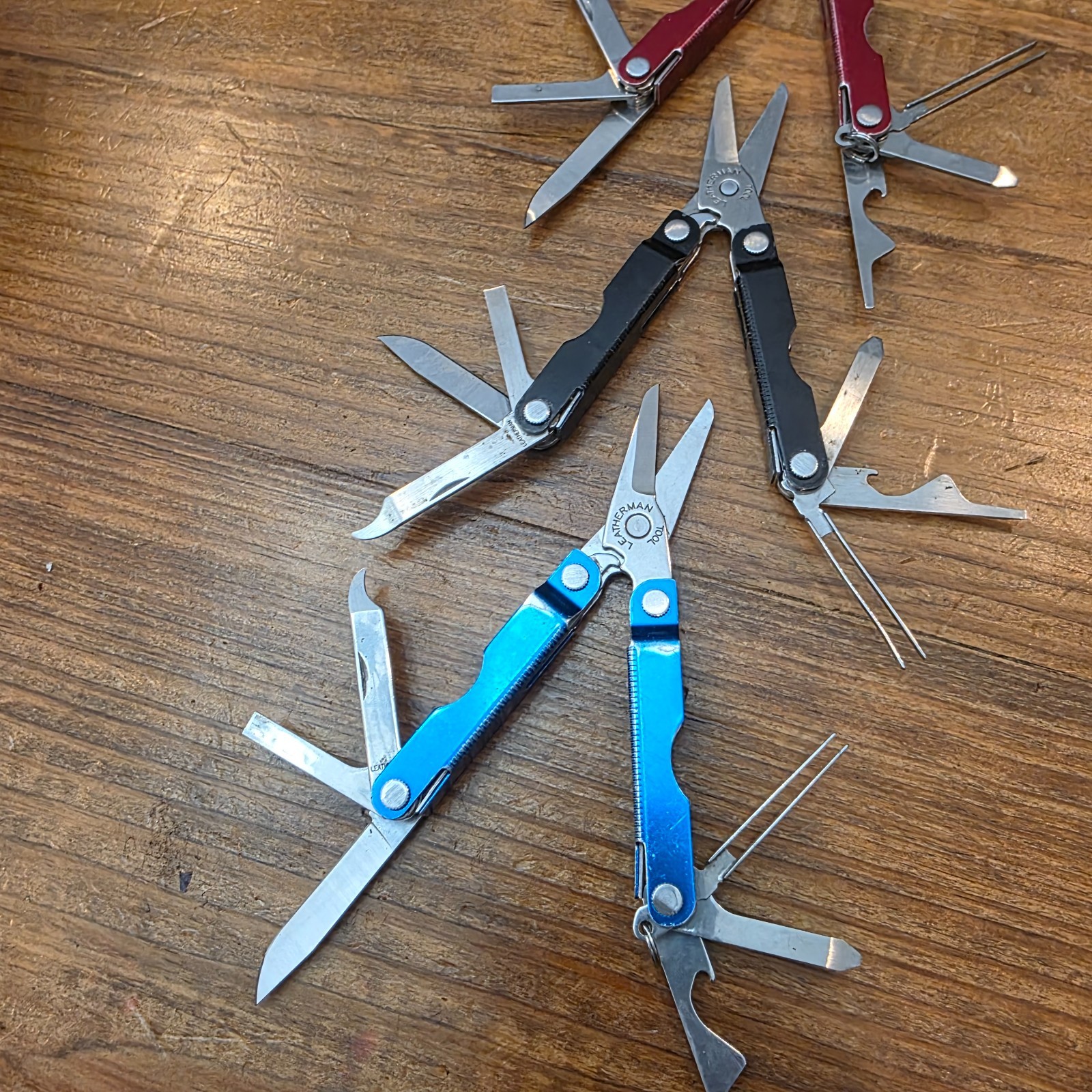 Leatherman MICRA Multi-Tool – Stainless Steel – Lot of 3 – Colors Blue Black Red
