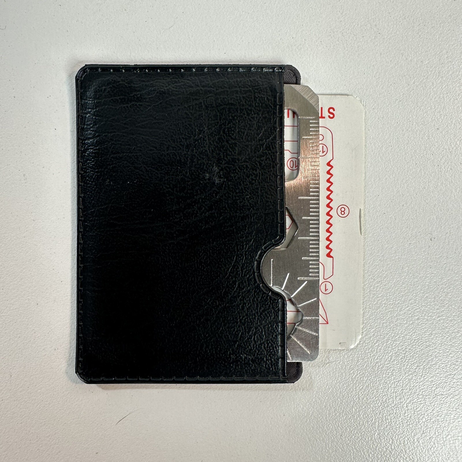 QTY 2 11 in 1 Stainless Steel Pocket Card Survival Tool with Leatherette Case