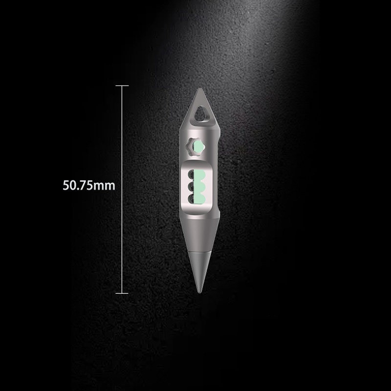 Titanium Alloy Inkless Pen Pendant EDC Necklace Charm with Glow Tube Slot