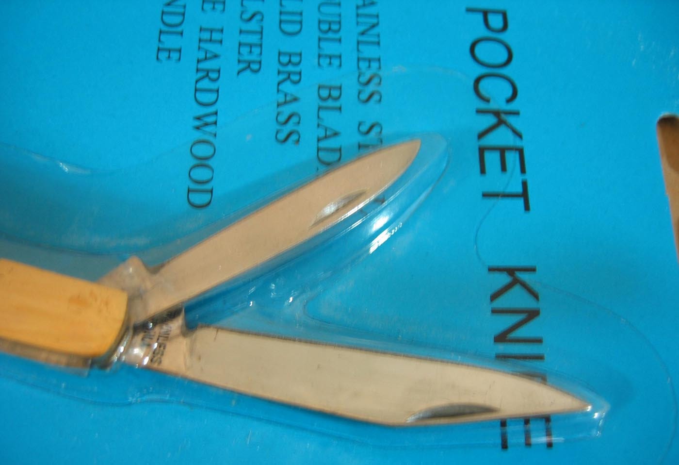 Stainless Steel Double Blade Folding Pocket Knife Brass Bolsters Hardwood Handle