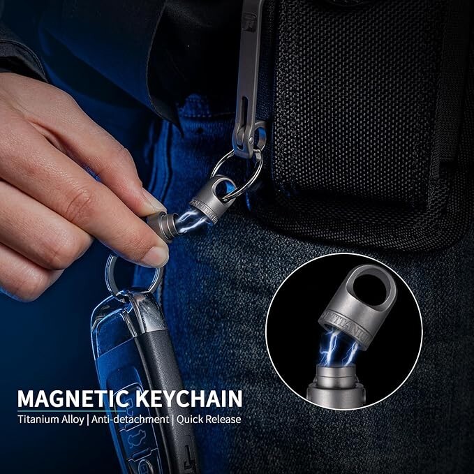 Titanium Magnetic Key Holder Quick Release Keychain Detachable 360° Rotatable
