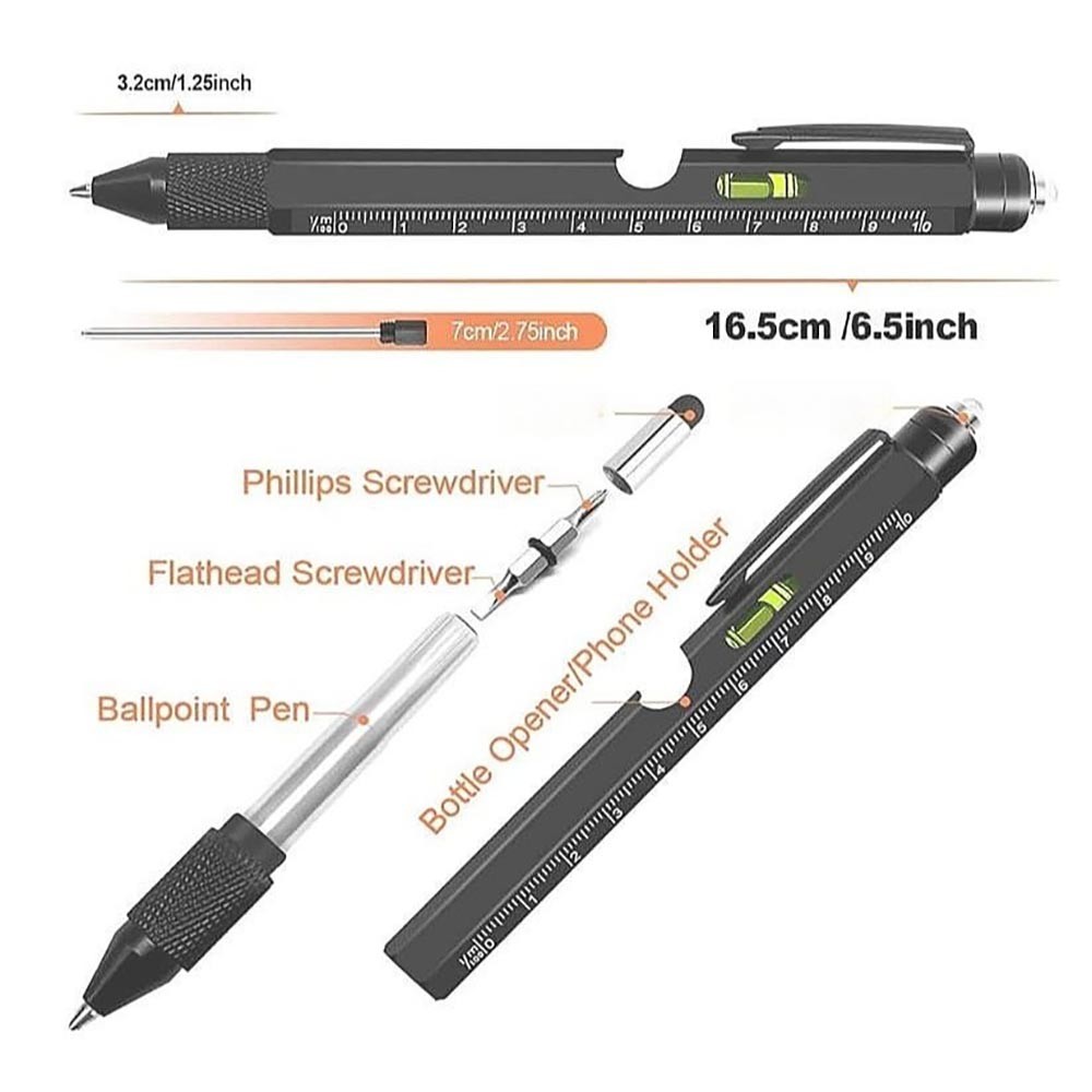 Efficient Rust-Proof Long-Lasting Ergonomic Non-Slip Modern 9-in-1 Multitool Pen