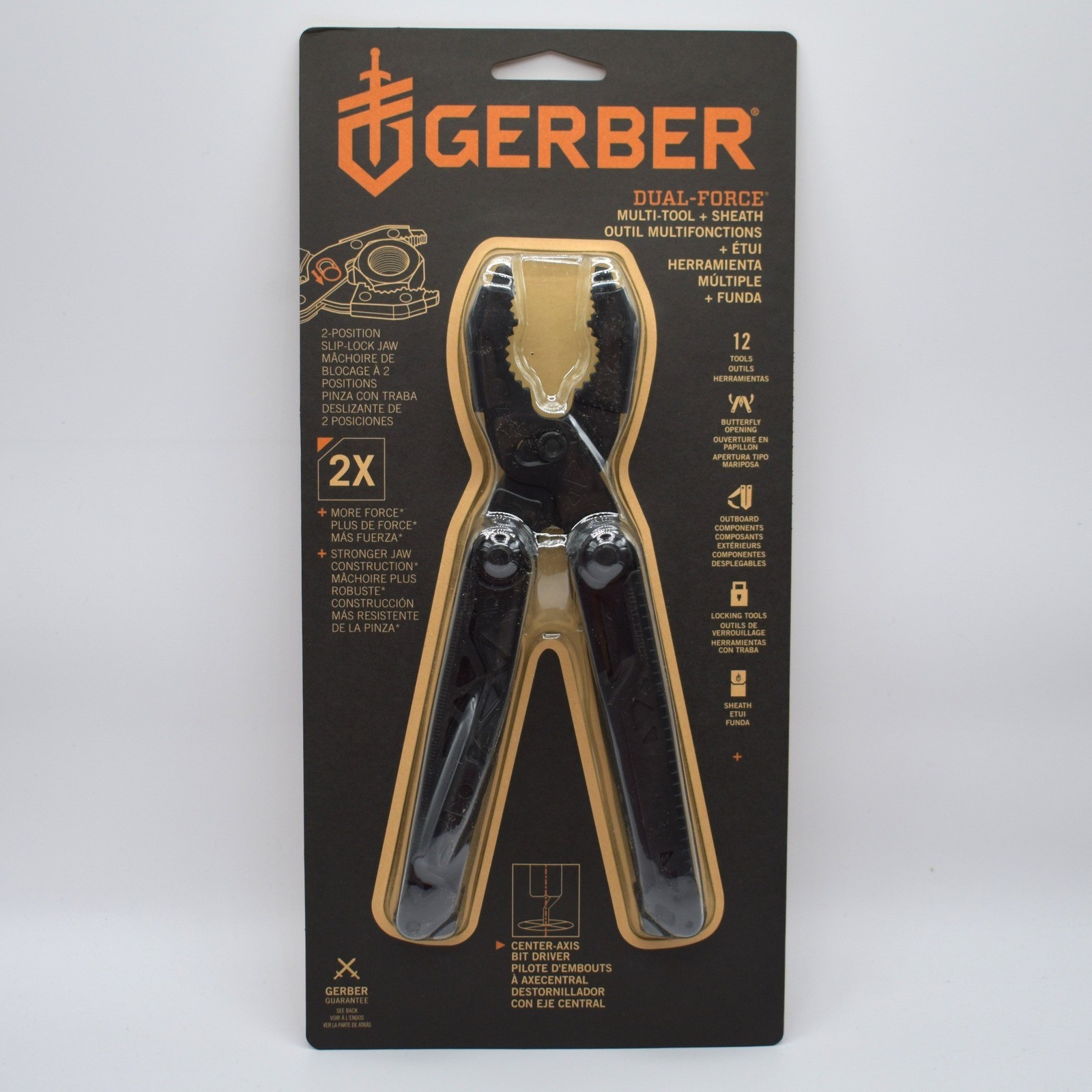 Gerber Dual-Force 12-in-1 Multi-Tool Pliers Knife with Sheath Black EDC 8970223A