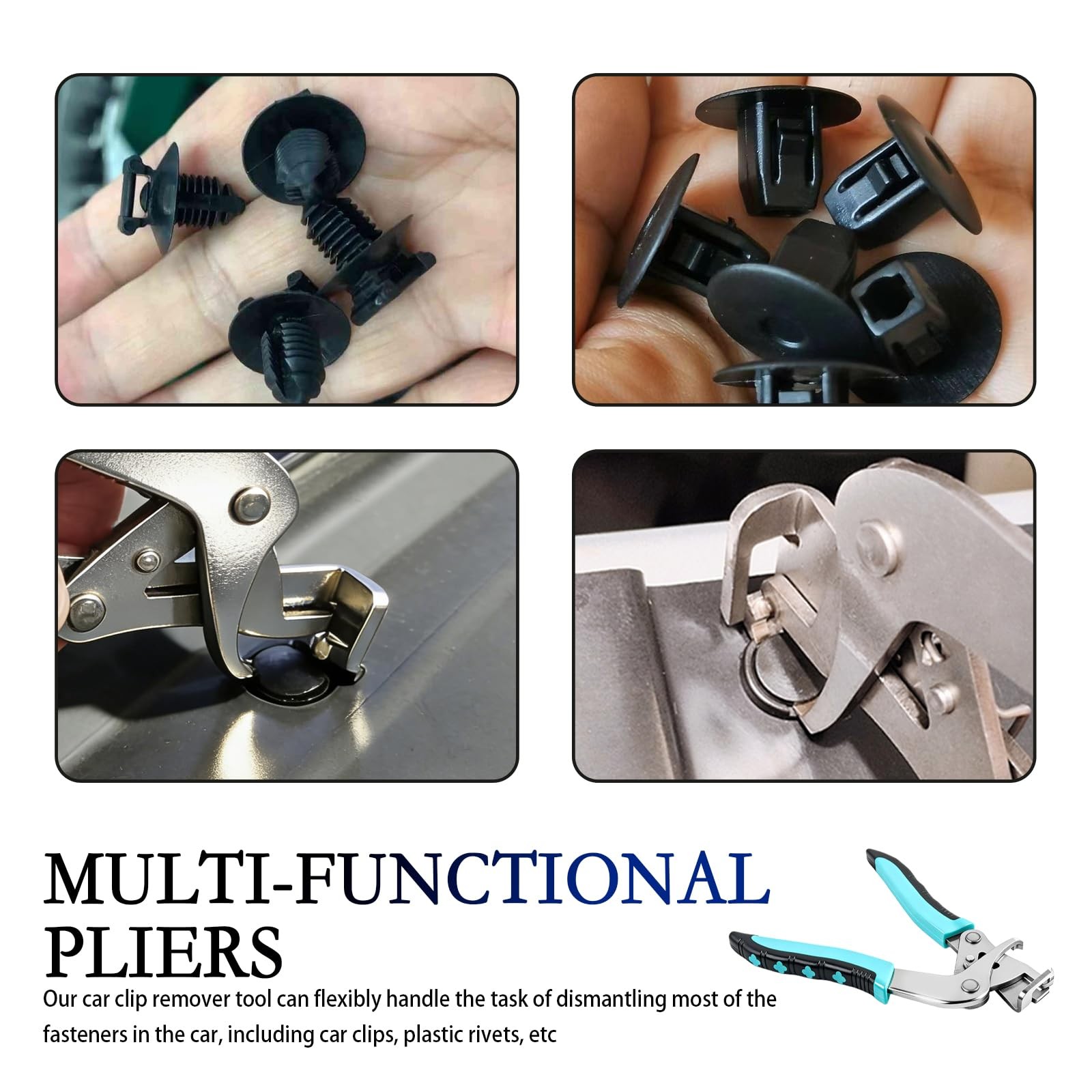 2026 Upgrade Car Clip Pliers,Multi-Function 6.5*5.19*0.45 inch, Silver