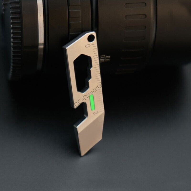 Mini Titanium Alloy Keychain Pry Bar Crowbar Opener Ruler Wrench EDC Multi Tools