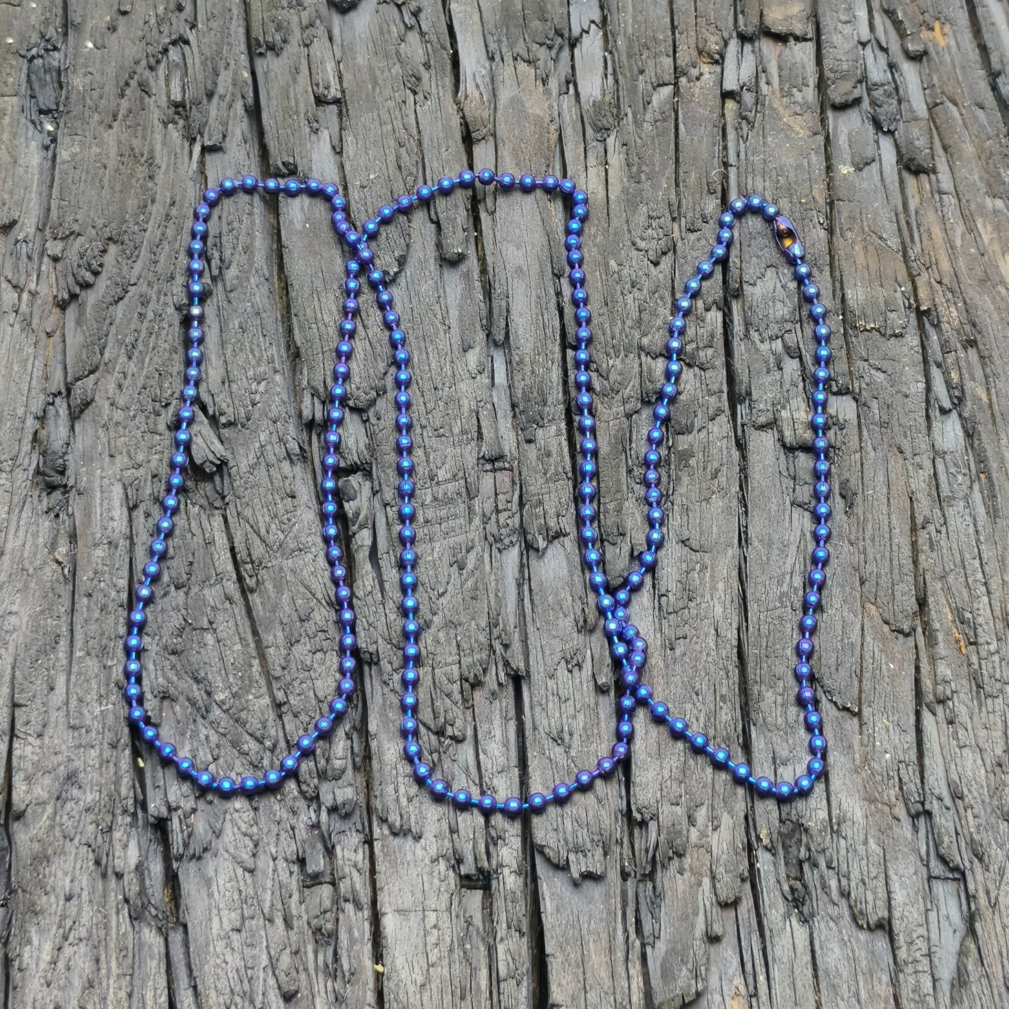 EDC Anti-allergy Pure Ti Chain Ball Bead Necklace fire blue 2.4x650mm