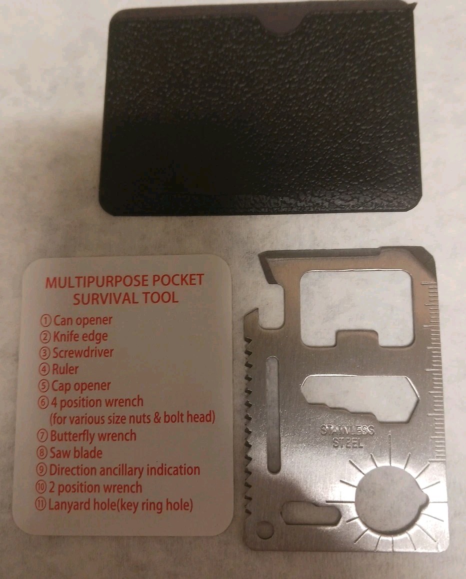 Stainless Steel Credit Card Tool 11 in1 Survival Camping Tools w/FREE CARD KNIFE