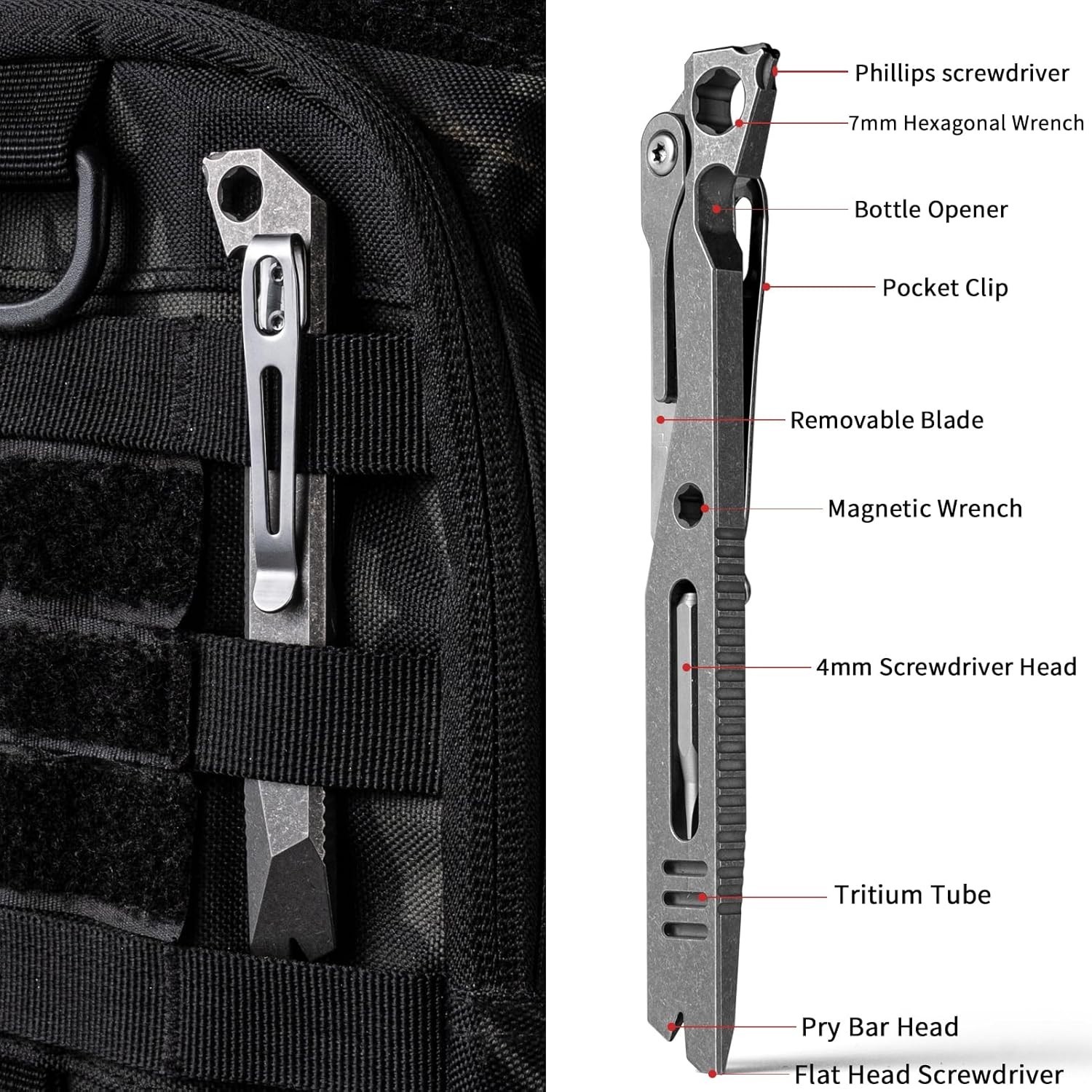 Titanium EDC Pry Bar,Pocket Multitool Mini Prybar,Keychain Crowbar Tool with …