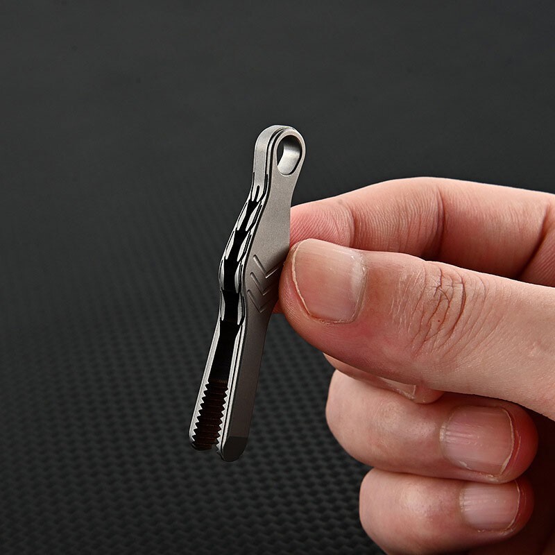 Mini Lightweight Titanium Alloy Keychain Tweezers Portable Outdoor EDC Tool