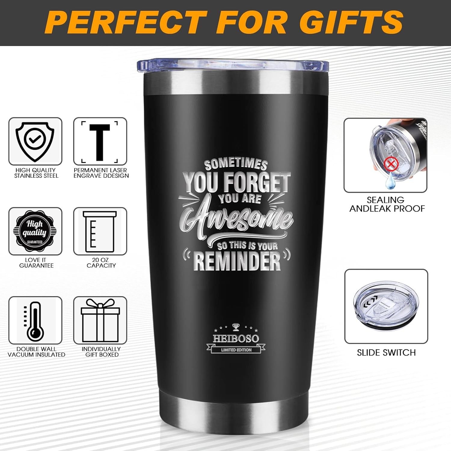 Gifts for Men – 6-in-1 Gift Set with Stainless Steel Tumbler,Multi-Tool Knife,LE
