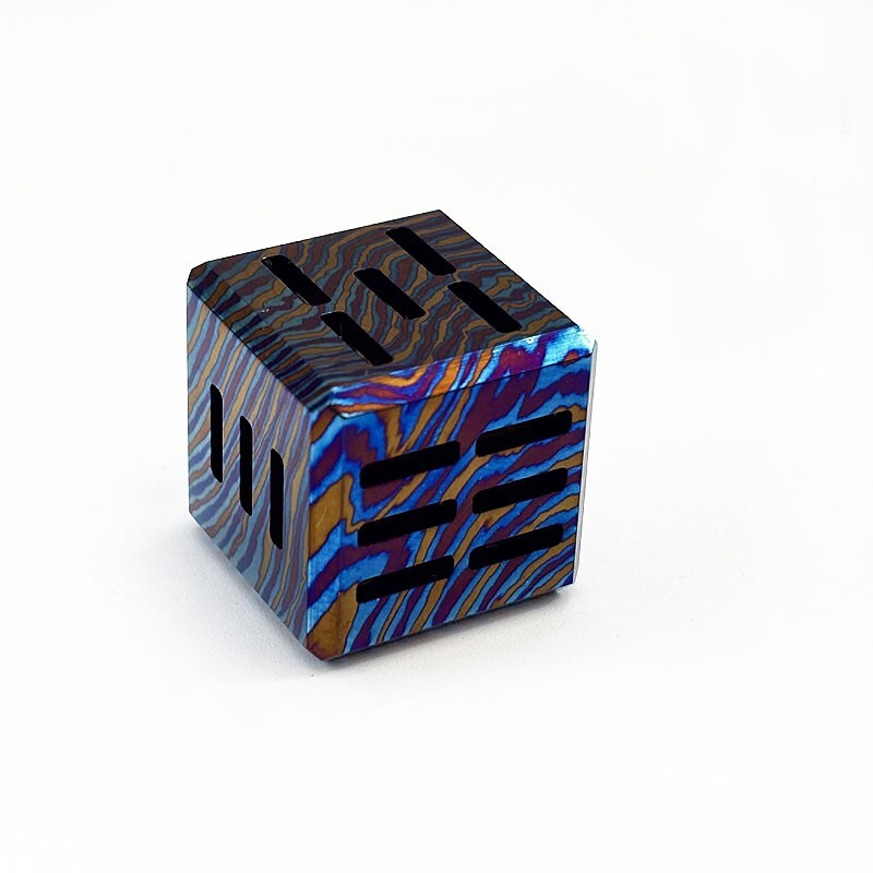 Titanium Damascus Dice Bar for Entertainment Supplies Necessary EDC Ornaments