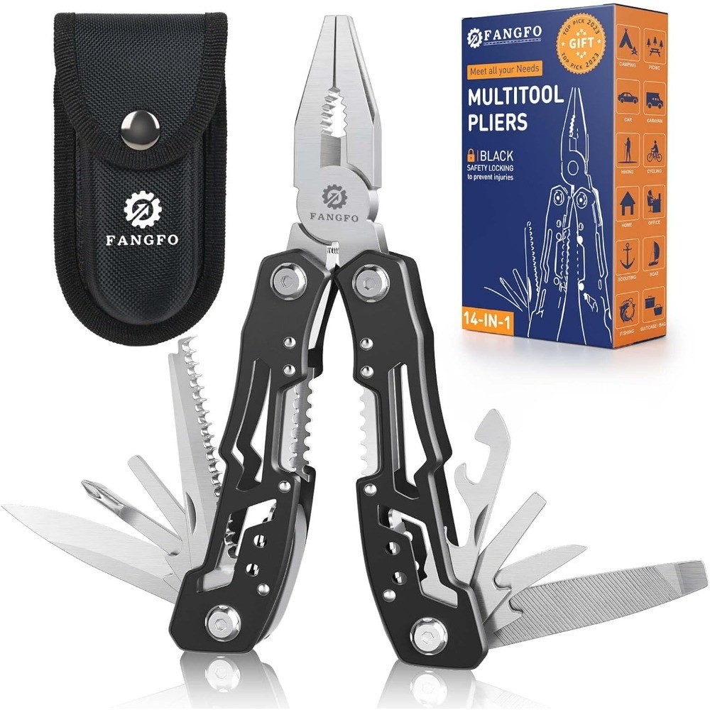 Professional 14-in-1 Stainless Steel Multitool Pliers with Safety Lock Knife