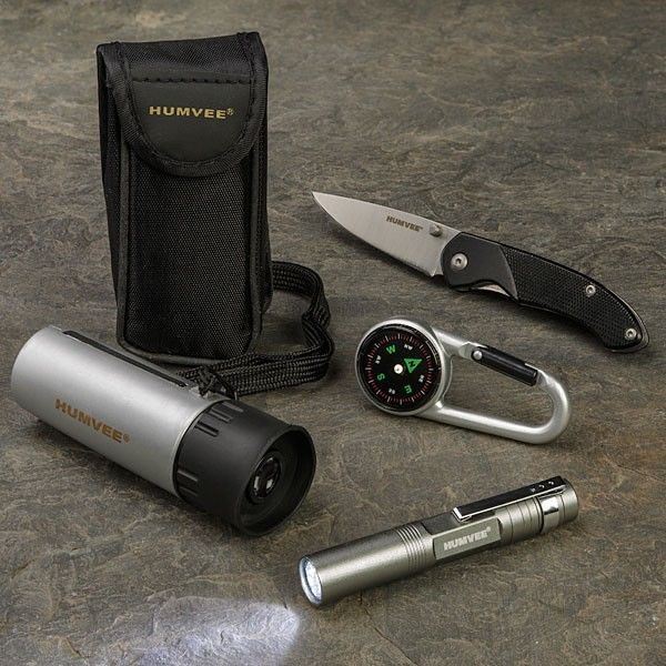 HUMVEE SPY TEK SURVIVAL KIT COMPASS POCKET KNIFE MONOCULAR FLASHLIGHT CAMP HIKE