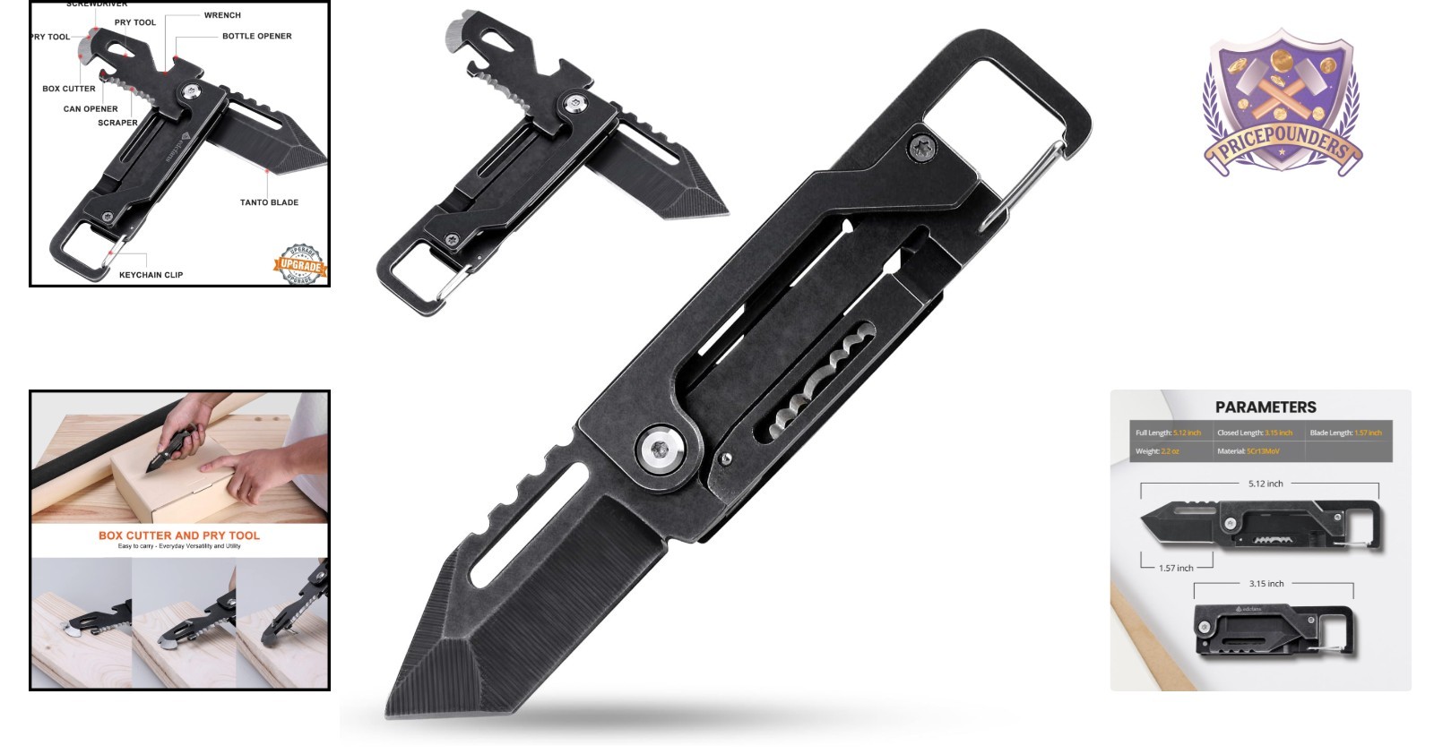 Multitool Keychain Knife Stainless Steel Compact EDC Camping Gear Gift