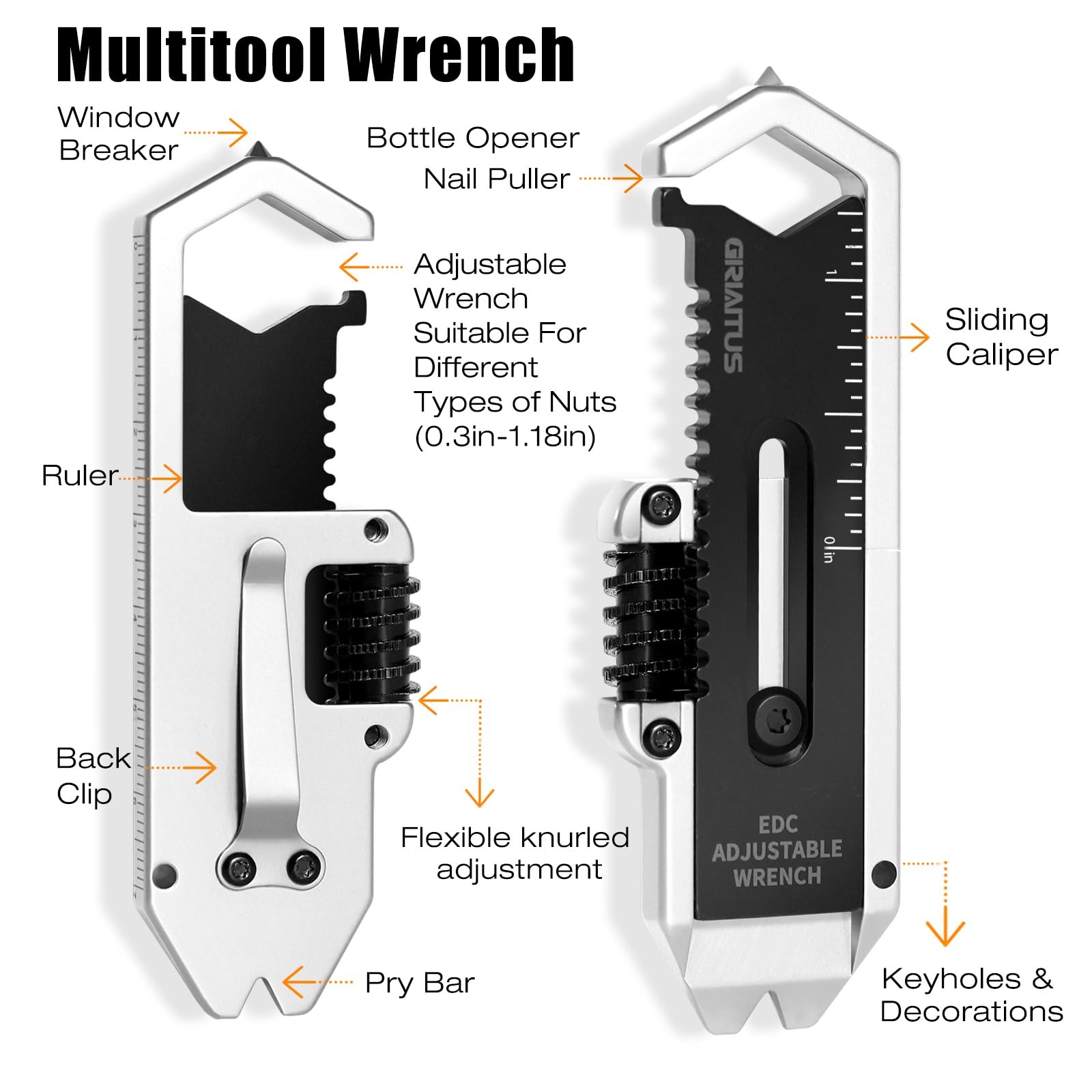 Small Multitool Wrench 9 in 1 Pocket Adjustable Wrench for Screw with Mini Pr…