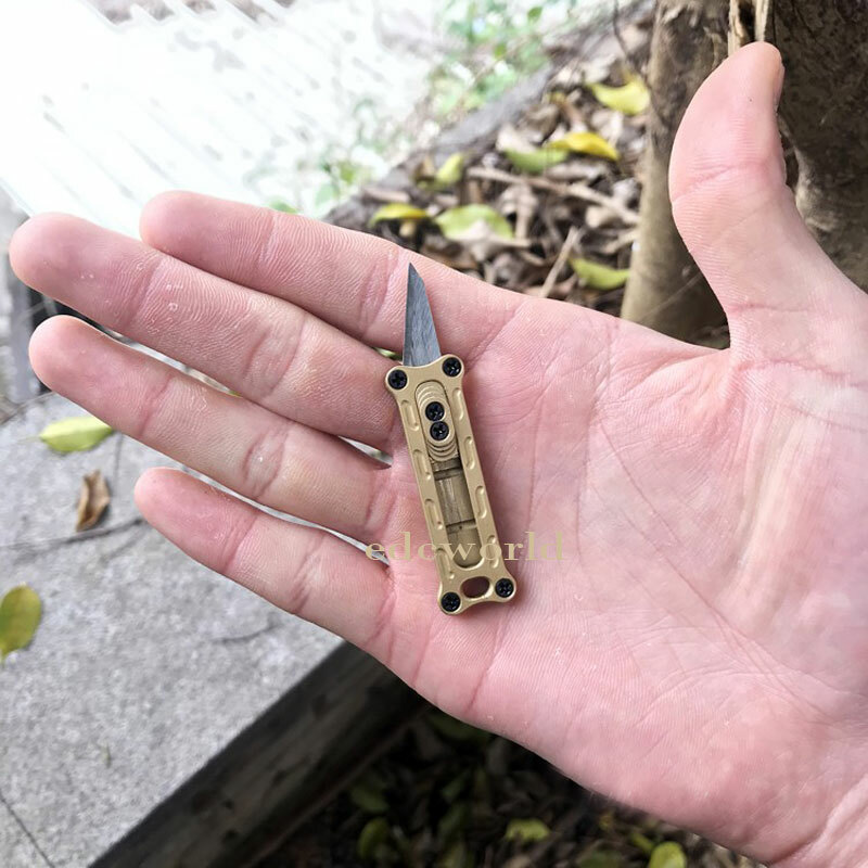 Mini Solid Brass Utility Cutter Knife Key Chain Outdoor Survival EDC Tool