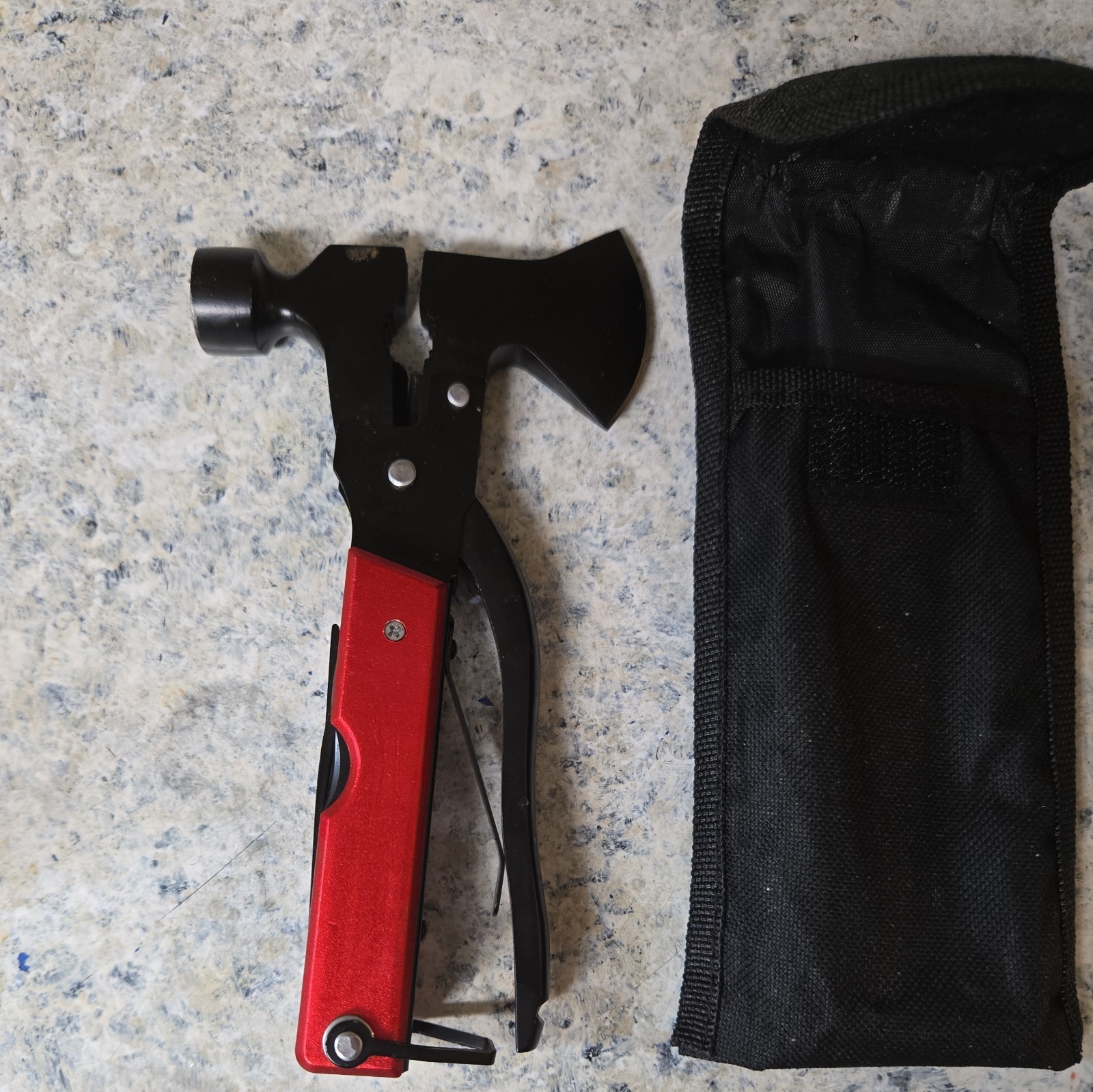 Multitool Axe Hammer Camp Hatchet Screwdriver Bits Knife NEW – USA