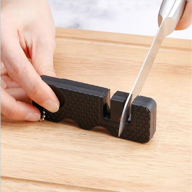 Ceramic Steel Dual Pocket Knife Sharpener KeyChain Survival Gear Hiking Camping