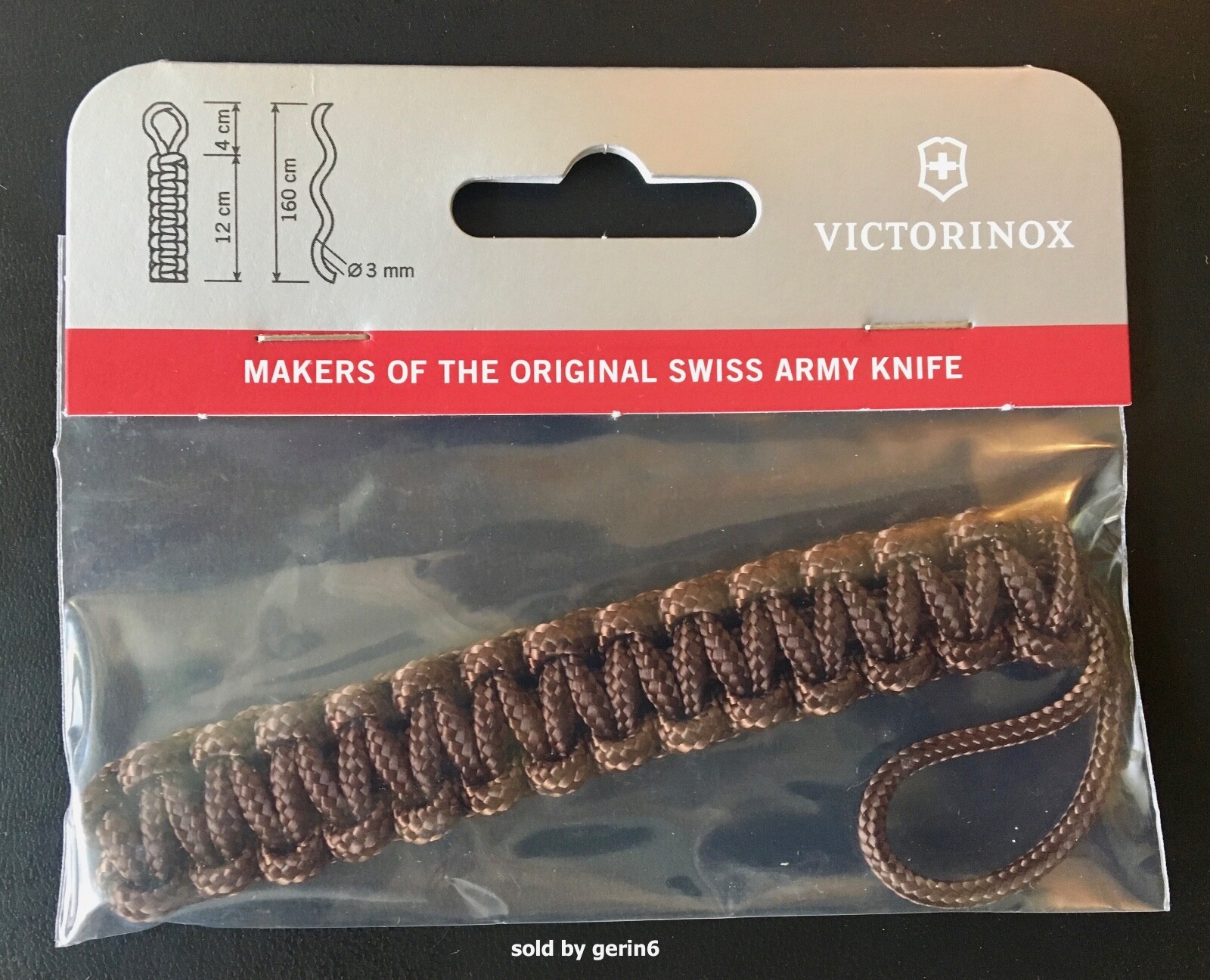 Swiss Army Paracord Pendant Knife Lanyard, Brown, Victorinox, New In Package