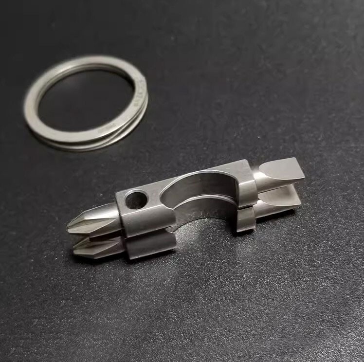 EDC Portable Titanium Multi Tools Bottle Opener Bolt Driver Screwdriver Keychain