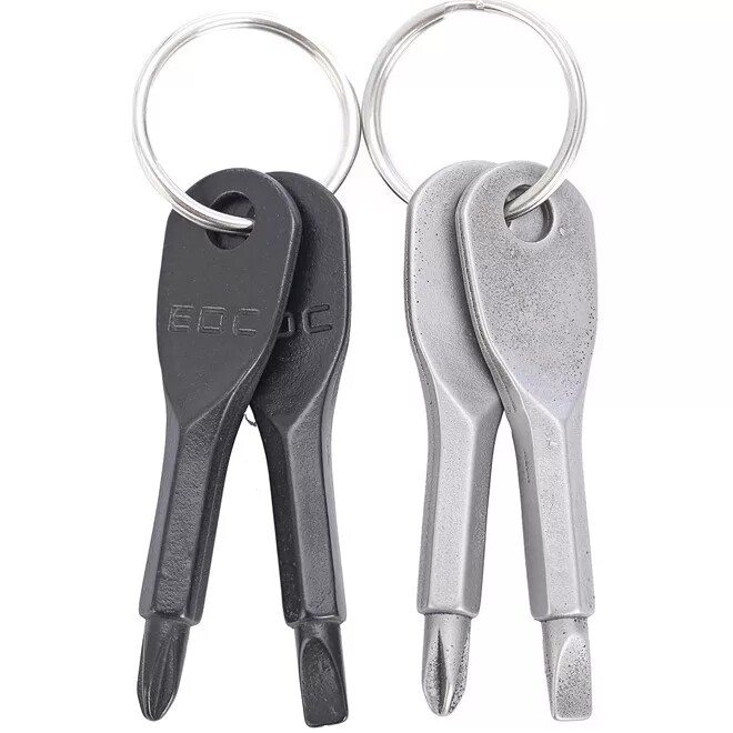 4 In 1 Screwdriver Keychain Set EDC Pocket Tool Hex Nut Wrench Key Ring