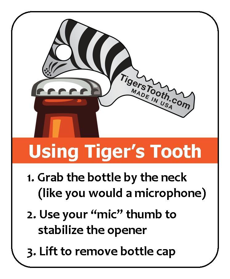 Tiger’s Tooth Key Ring Bottle Opener – Made in USA
