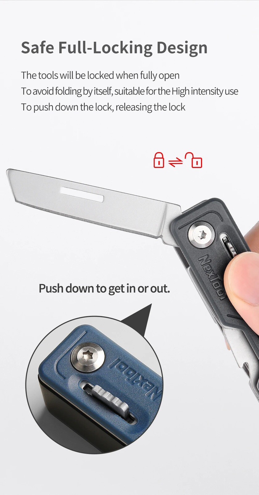 NexTool New 10-IN-1 Mini Folding Pocket Knife Hand Tools Survival Edc Multi Tool