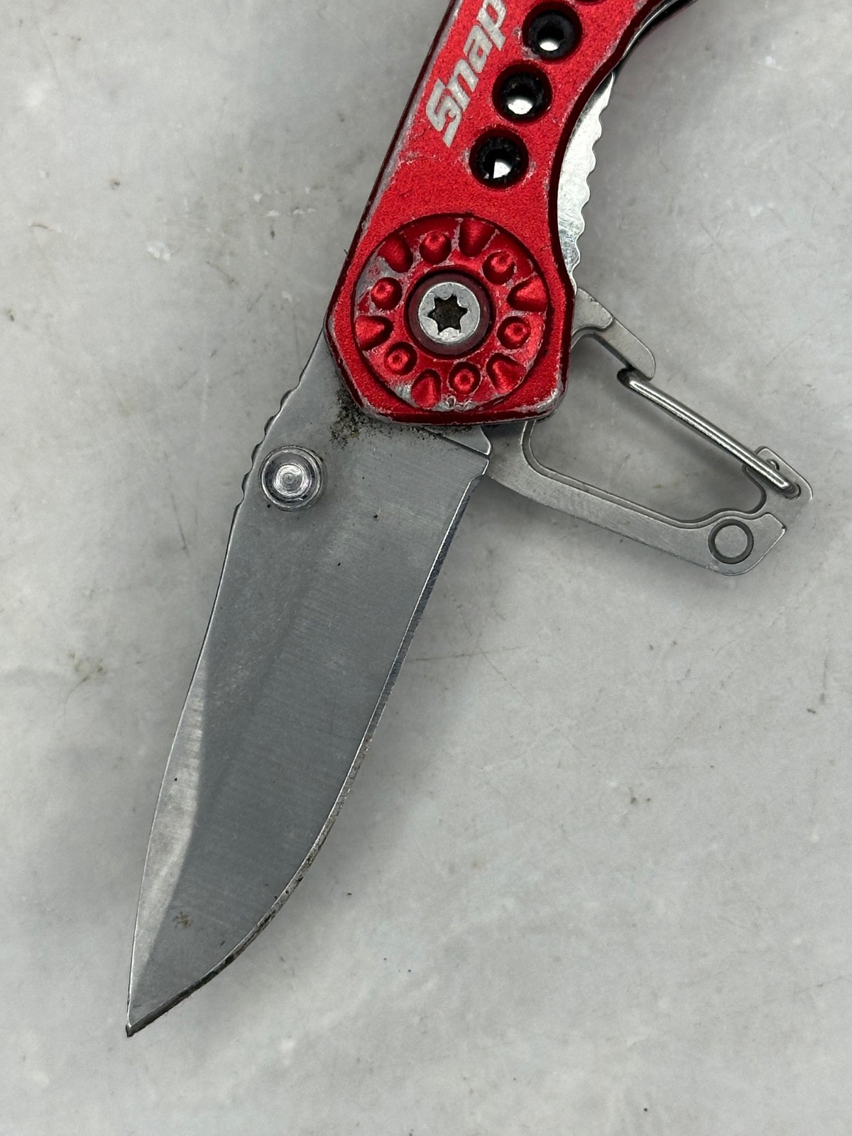 Snap-on Tools Mini Multitool Folding Knife w/ Pliers Red & Black 3″ Closed