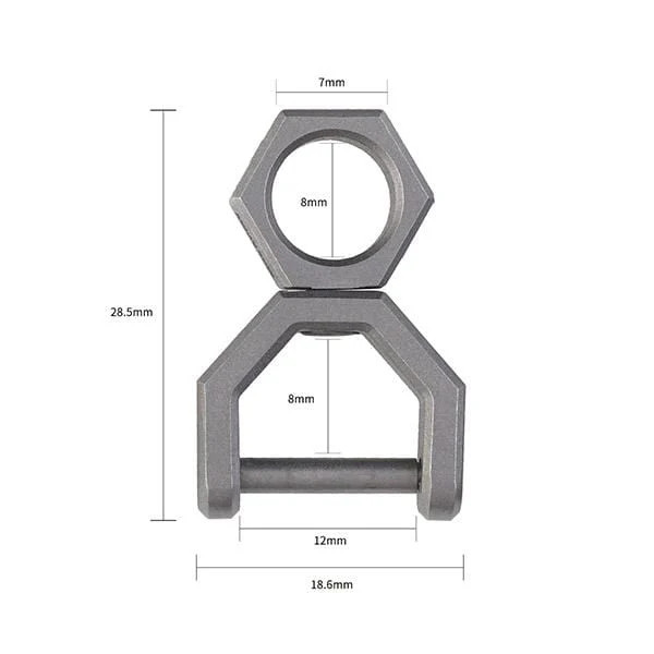 MecArmy CH5 Titanium Rotatory D Shape keyring Size M