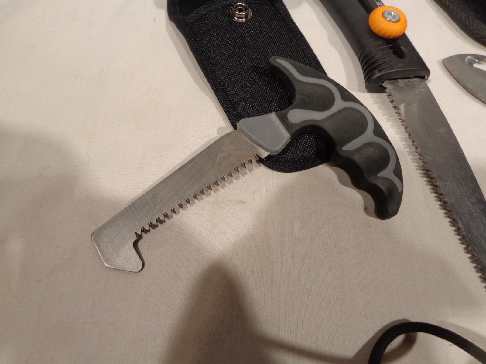 Vtg. Gerber “Camp and Field Set”, Axe, Saw, Game Saw, Lock Back USA Knife, Cases