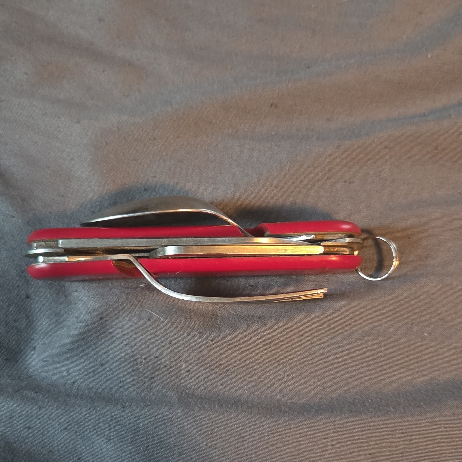 Sharp Red Camping Multi-Tool 5-in-1 Knife Fork Spoon Can/Bottle Opener