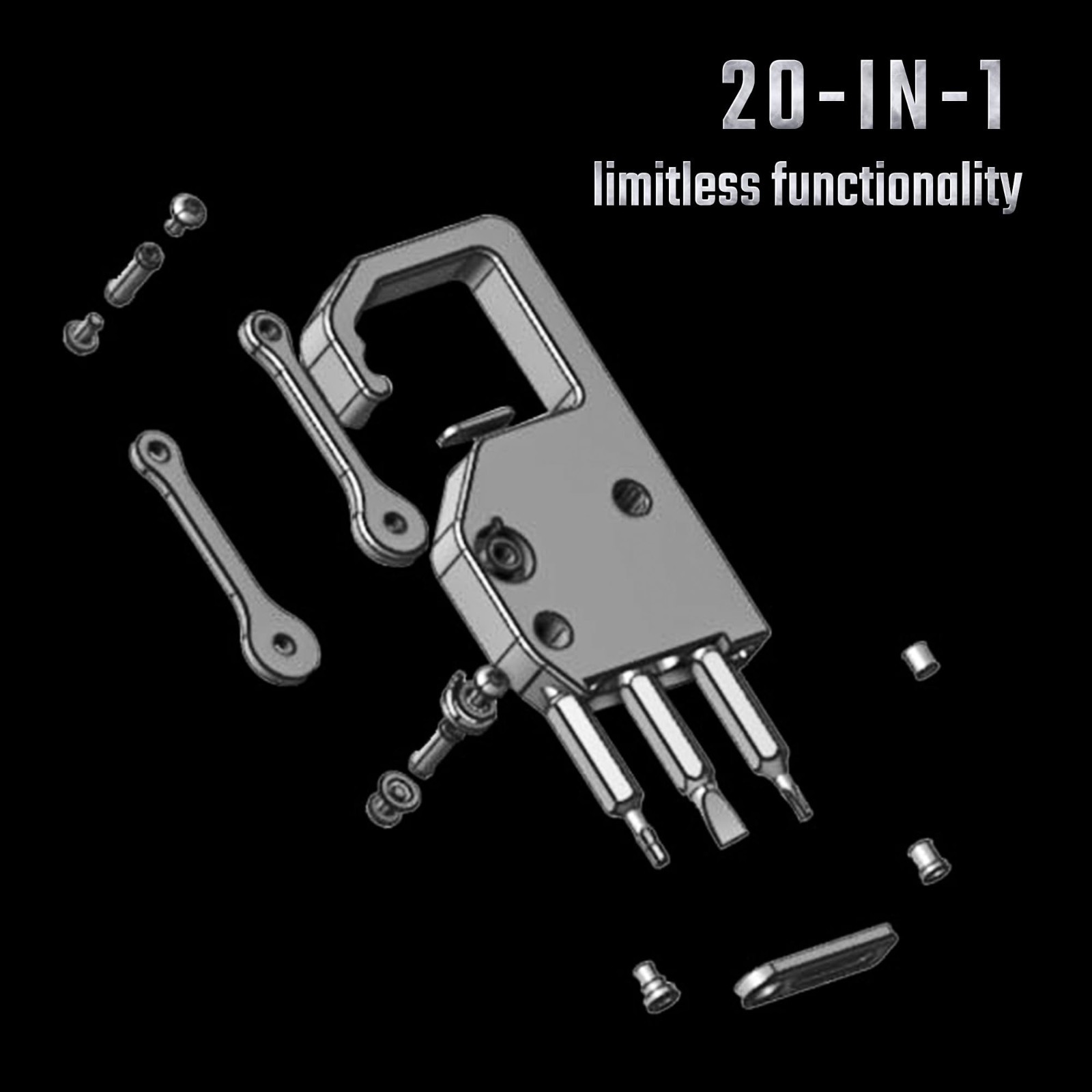 4-in-1 Titanium Multitool Pocket Screwdriver with Carabiner & Ruler – EDC Keycha
