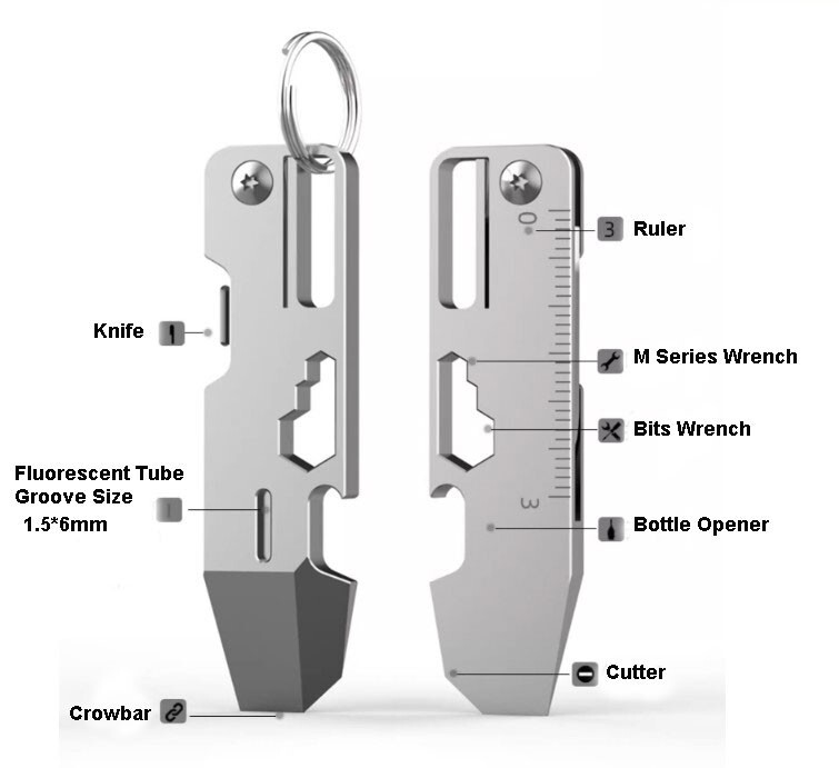 Lsand Crowbar Pry Bar Screwdriver Bottle Opener Multi Tool EDC Outdoor Wrench