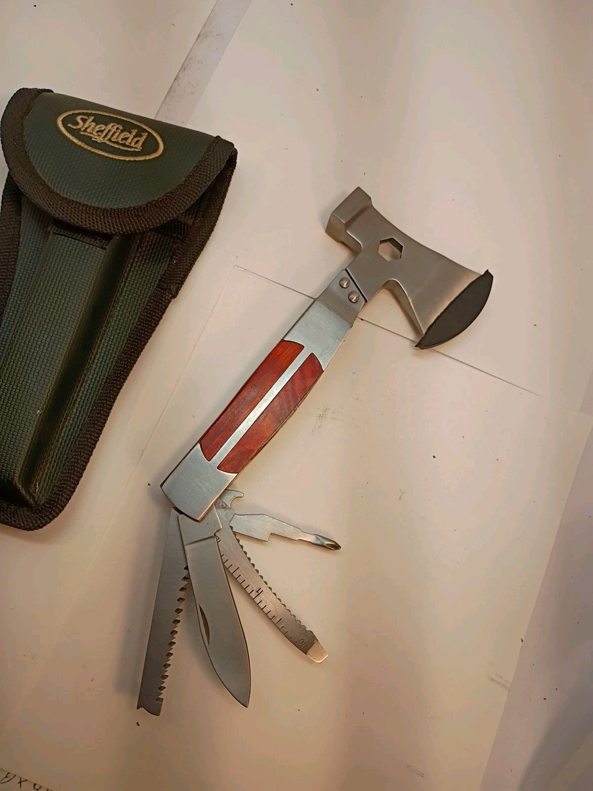 Sheffield 7077 Stainless Hatchets / Axe Multi Tool Saw Blade / Folding Knives.
