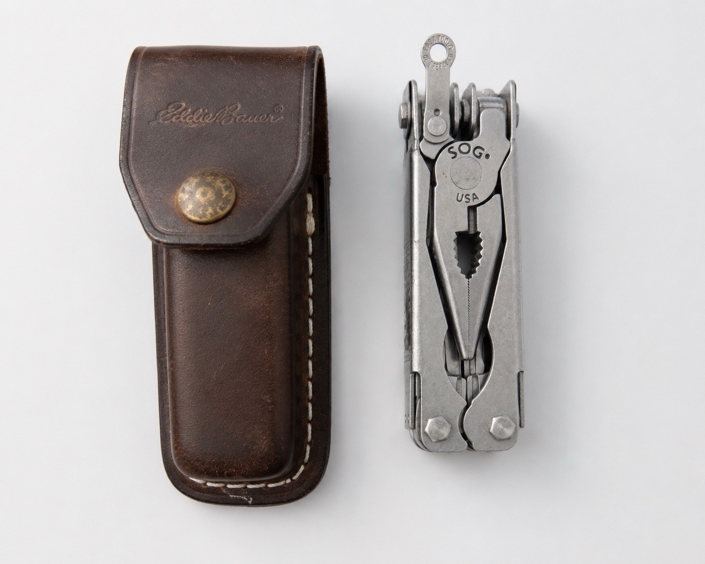 SOG Paratool USA Multi Tool Pliers Vintage Pat. 5,267,368 w/Eddie Bauer Sheath