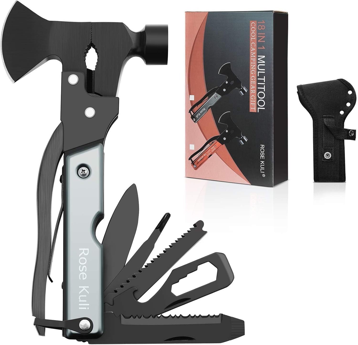 Compact 18-in-1 Multitool Hatchet with Knife and Hammer – Perfect Gift for Dads