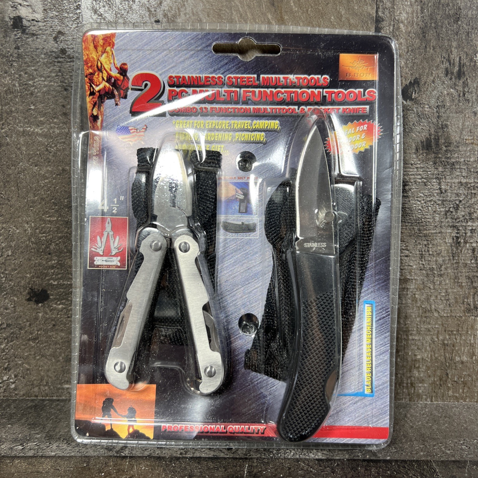 Camping Handyman Multi-Tool and Pocket Knife Combo Set w Bonus Multi-Tool pouch