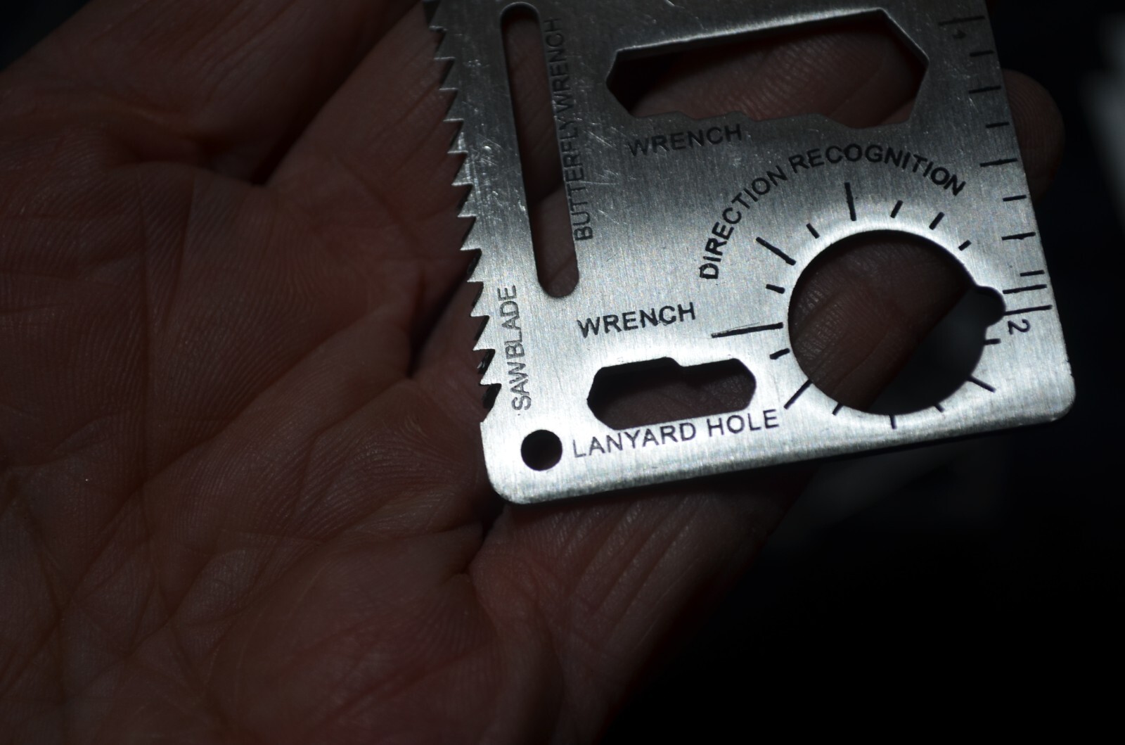 Wallet Multi Survival Tool Stainless Steel Credit Card Size Thin 11 in 1 Marked