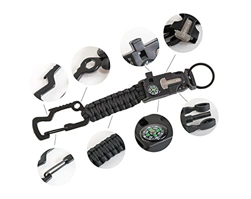 Compass 44 Tactical Keychain 8-in-1 multitool for camping, hiking
