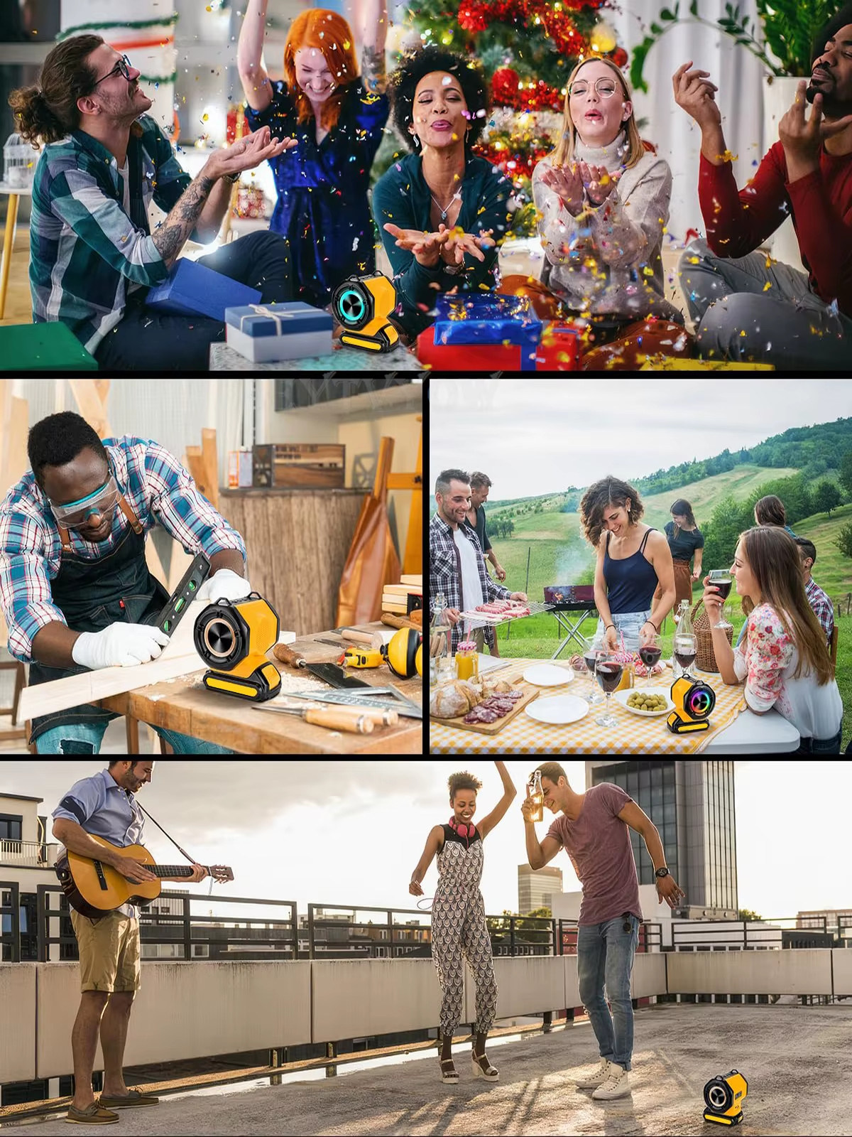 Bluetooth Speaker for Dewalt 20v 60v Battery With USB-A/C ports RGB Light 30W Co