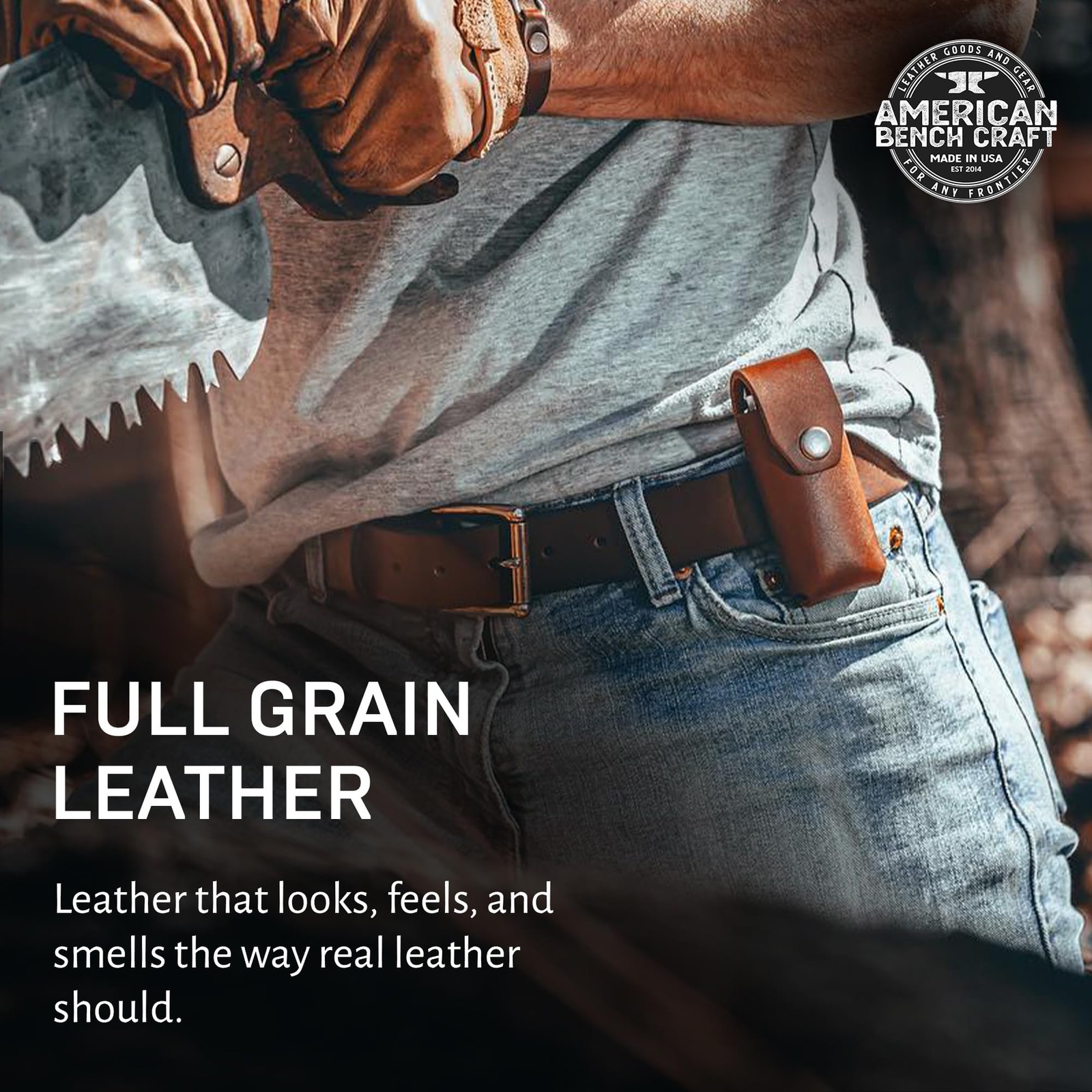 Leather Sheath for Leatherman OHT, Made in USA by American Bench Craft (Brown)