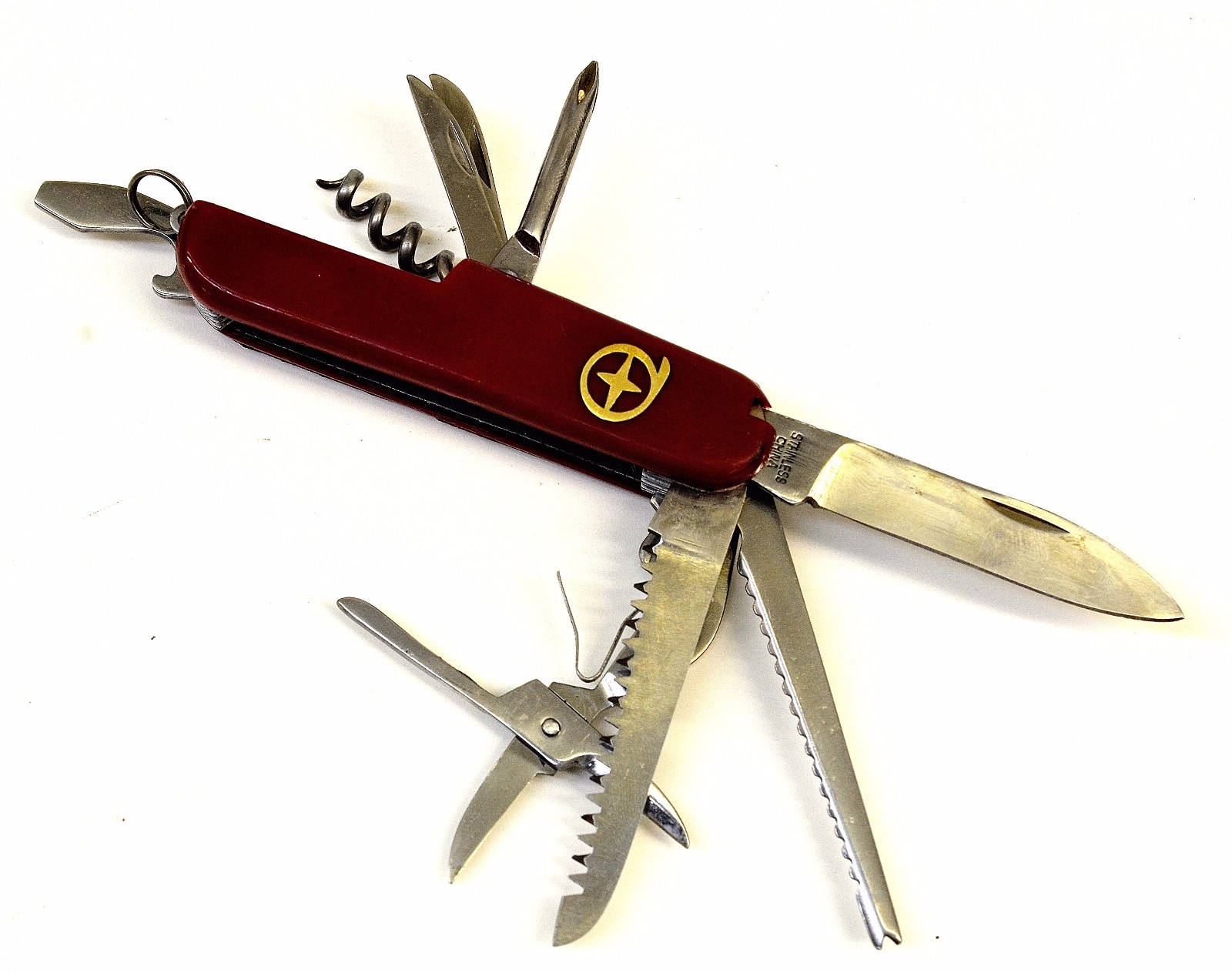 -Swiss Army Style Red Utility Pocket Knife Multi Tool China Stainless SteelBlade