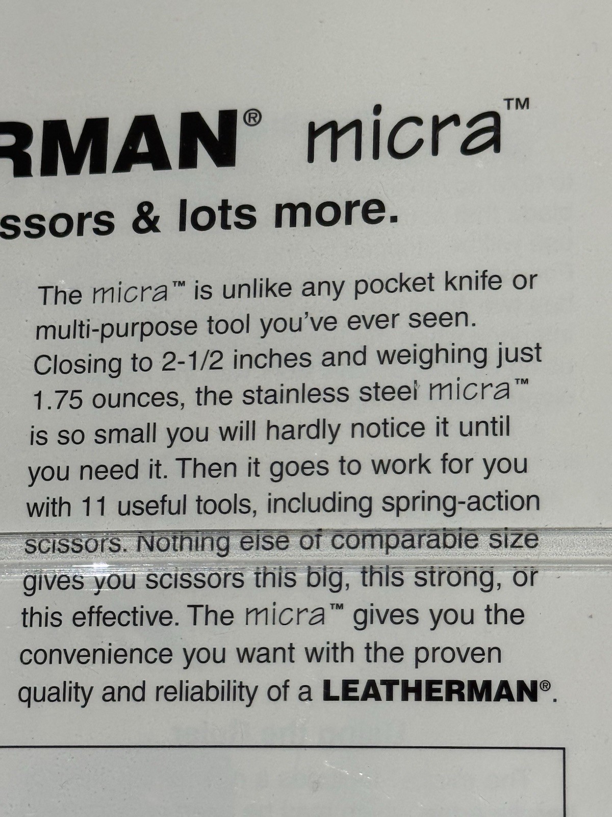 Vintage 1996 Leatherman Micra NOS Sealed First Year Multi Tool USA Pat Pending